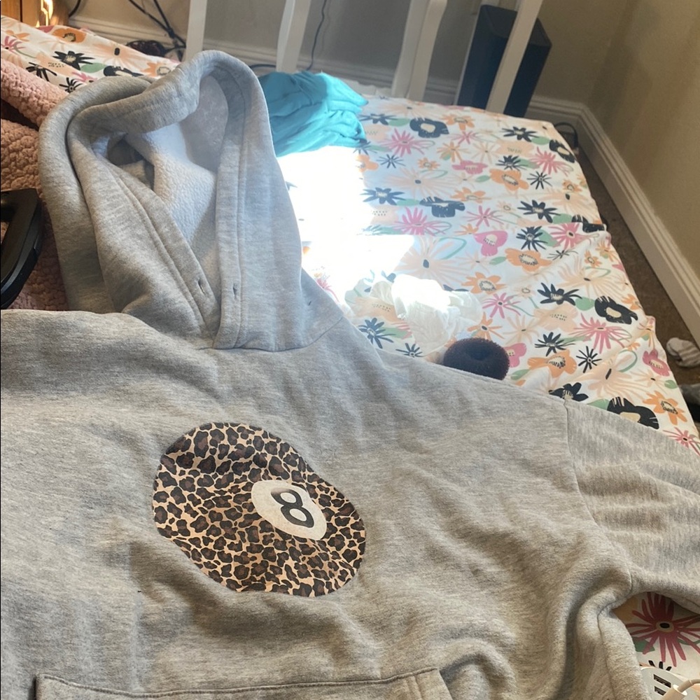 Edikted Gray Hoodie with Leopard Print Detail